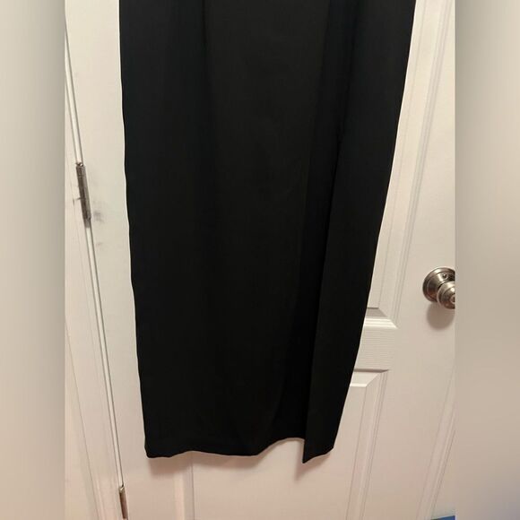 Adrianna Papell Vintage Evening Essentials Black Maxi Skirt size 12 side slit - Picture 3 of 11